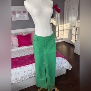 Vibrant Green Wide-Leg Pants